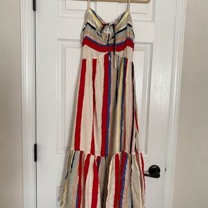NWT Striped Maxi Dress En Crème ASOS Adjustable Straps Red pink Cream Size Small